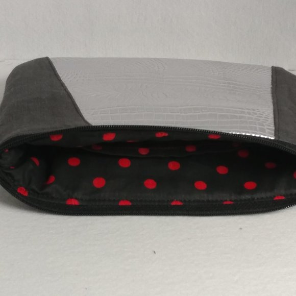 Silver and Charcoal Zipper Clutch - Picture 2 of 7
